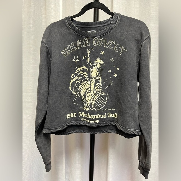 Country Deep Urban Cowboy 1980's mechanical bull rodeo long sleeve crop| medium - Picture 3 of 6